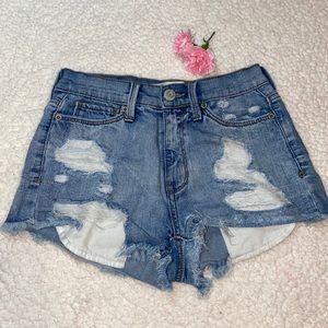 High rise ripped jean shorts